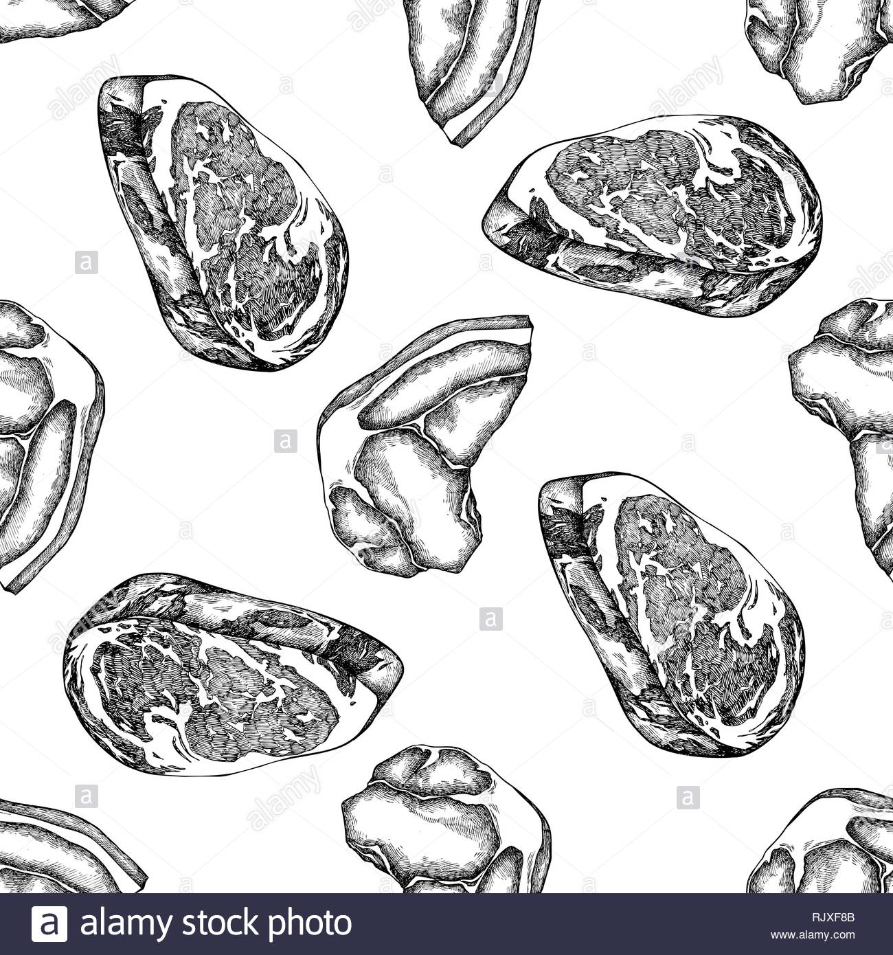 Beef Drawing Pattern Black White Drawing Roast Beef Stock Photos & Black White Drawing Roast ...