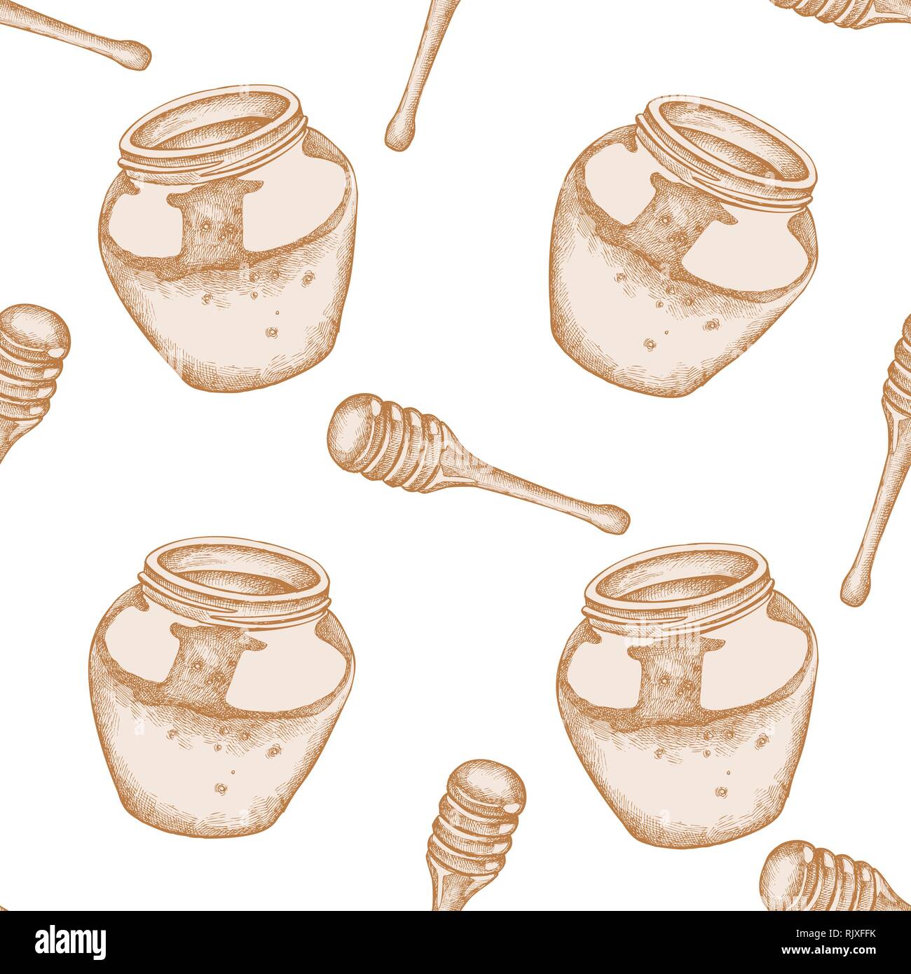 Seamless pattern with hand drawn pastel honey Stock Vector