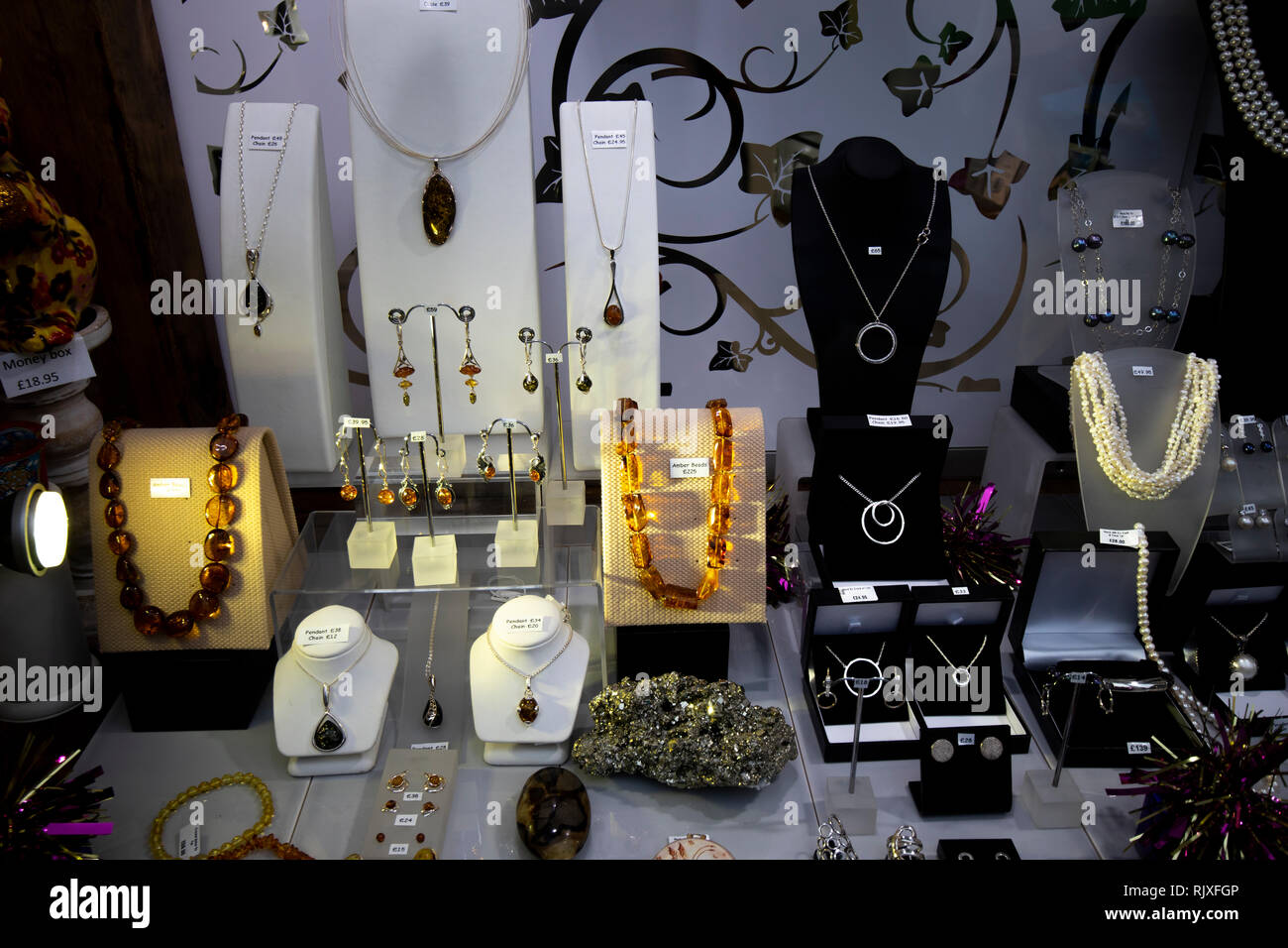 Shop Window Display Amber Jewellery High Resolution Stock Photography