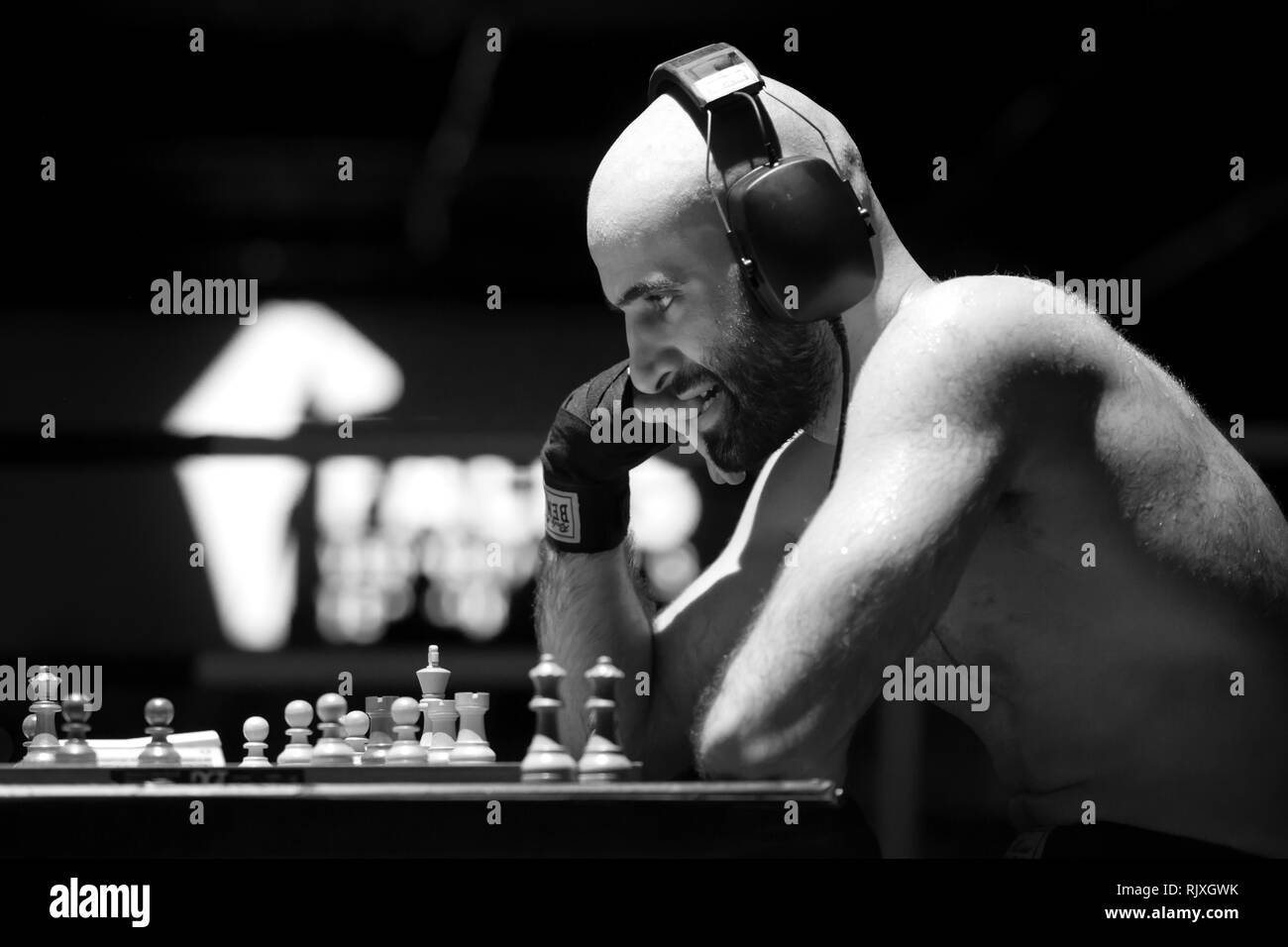 Chessboxing, boxing and chess board game being played alternately as part  of a new surreal sport, Islington, London, UK Stock Photo - Alamy