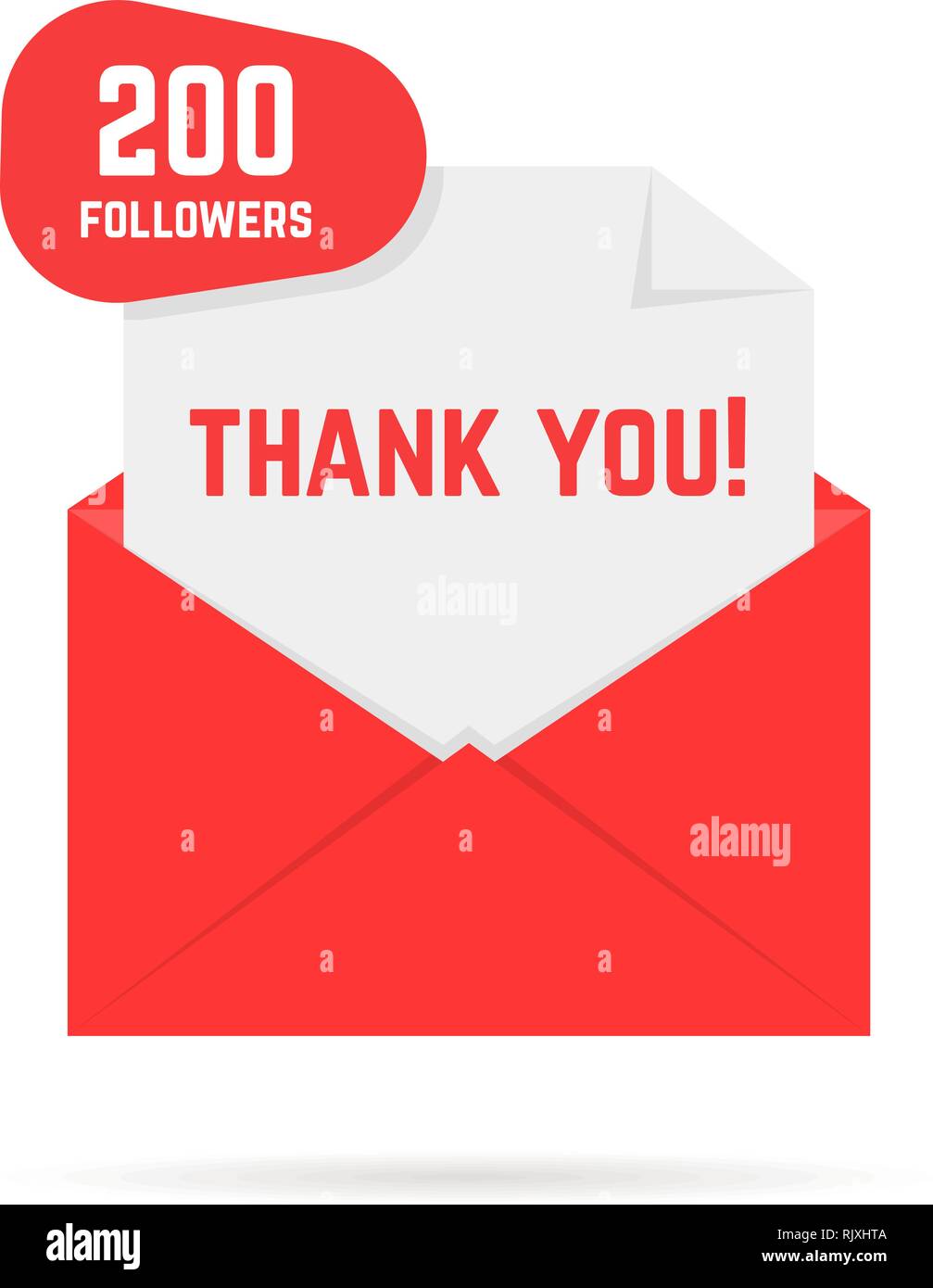 200 followers thank you card Stock Vector