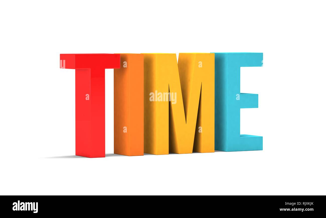 Time word. 3D Render illustration in white background Stock Photo