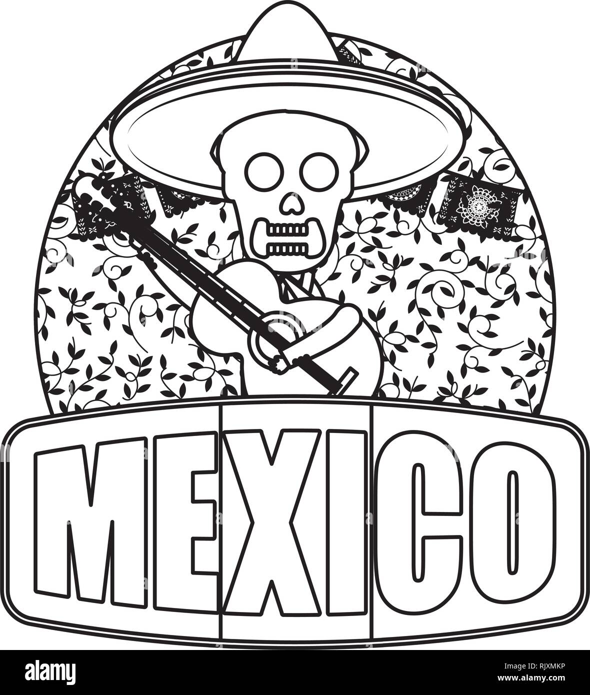 skeleton mexican with hat Stock Vector Image & Art - Alamy
