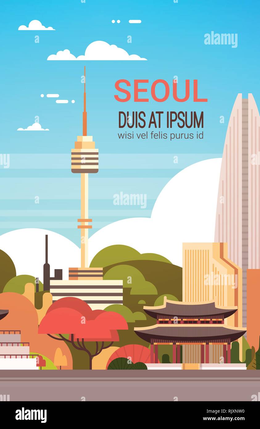 Seoul City View With Skyscrapers And Landmarks South Korea Symbols
