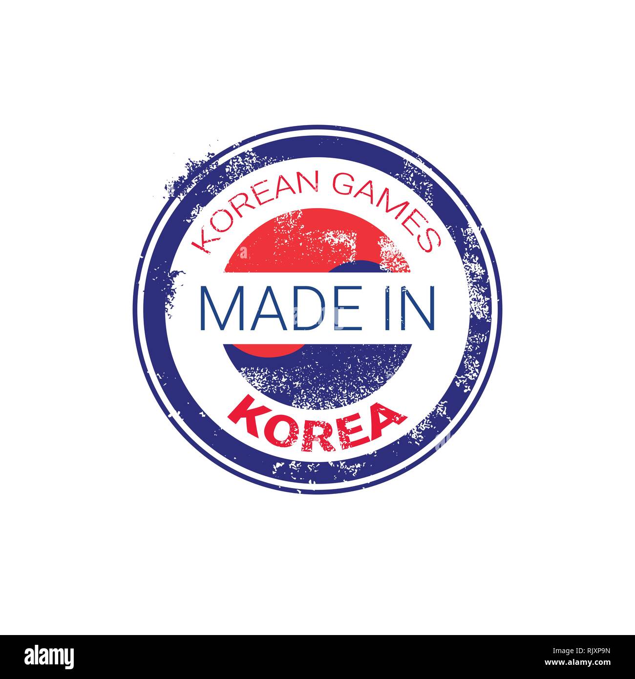 Made In Korea Stamp Grunge Sticker With Korean Flag Isolated Template
