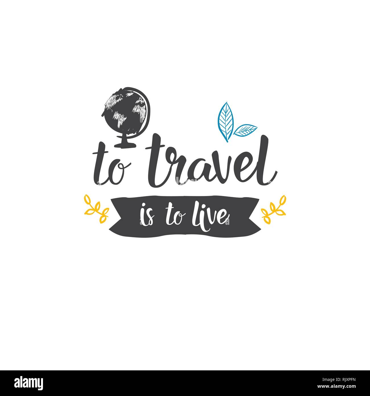 Traveling Quote Hand Drawn Icon World Tour Lettering Tourism Adventure ...