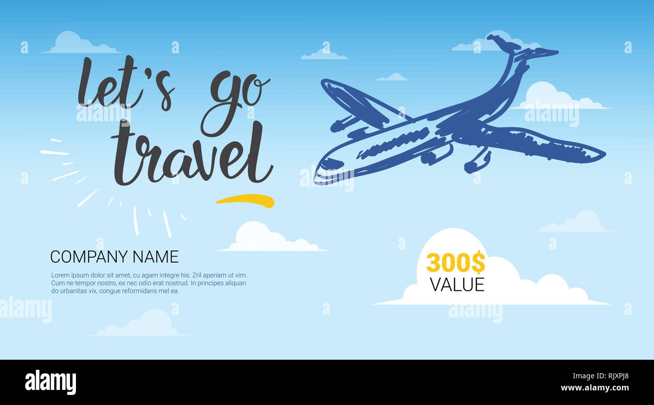 Download Travel Company Template Banner Airplane Flying In Sky Background Tourist Agency Flyer Stock Vector Image Art Alamy