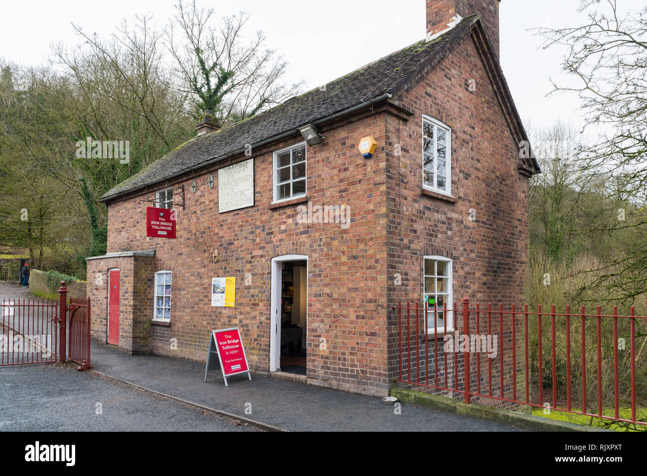 The Tollhouse at the recently renovated and painted Iron Bridge at Ironbridge, Telford, Shropshire Stock Photo