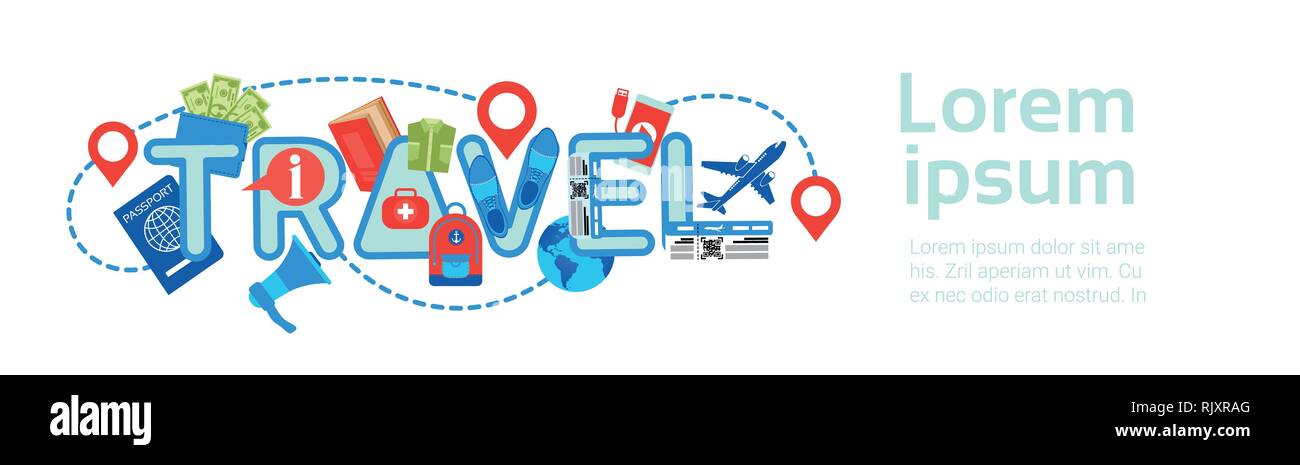 Planning Travel Horizontal Banner Template Backgroung Tour Route ...