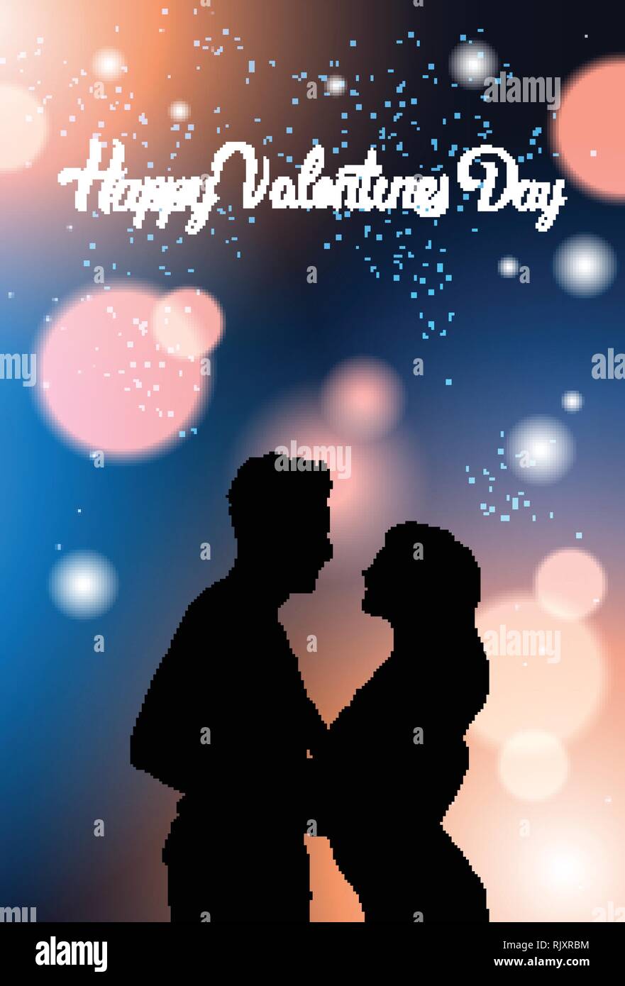 Beautiful Couple Silhouette Holding Hands Over Blurred Glowing ...