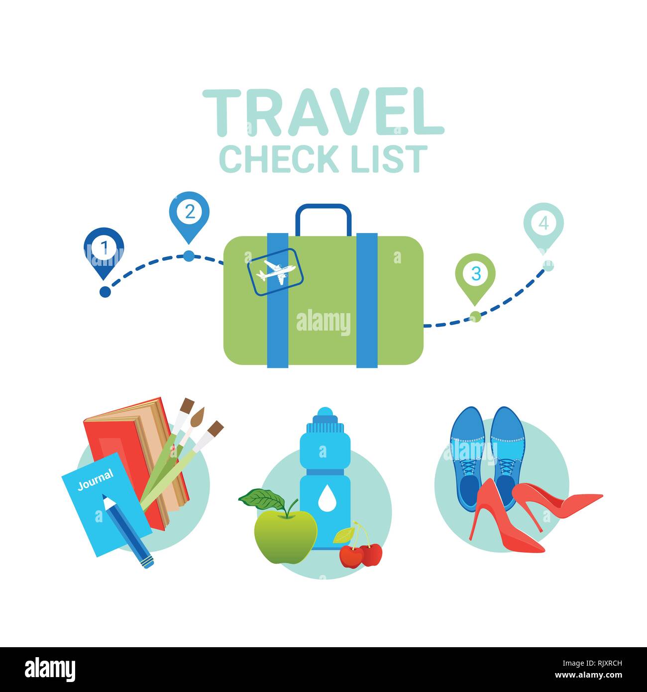 Suitcase With Clothes Icons Travel Packing Check List Concept Stock Vector Image & Art Alamy