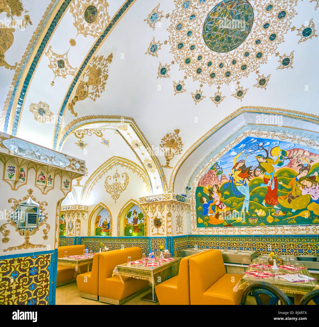 ISFAHAN, IRAN OCTOBER 19, 2017 The beautifully decorated interior of