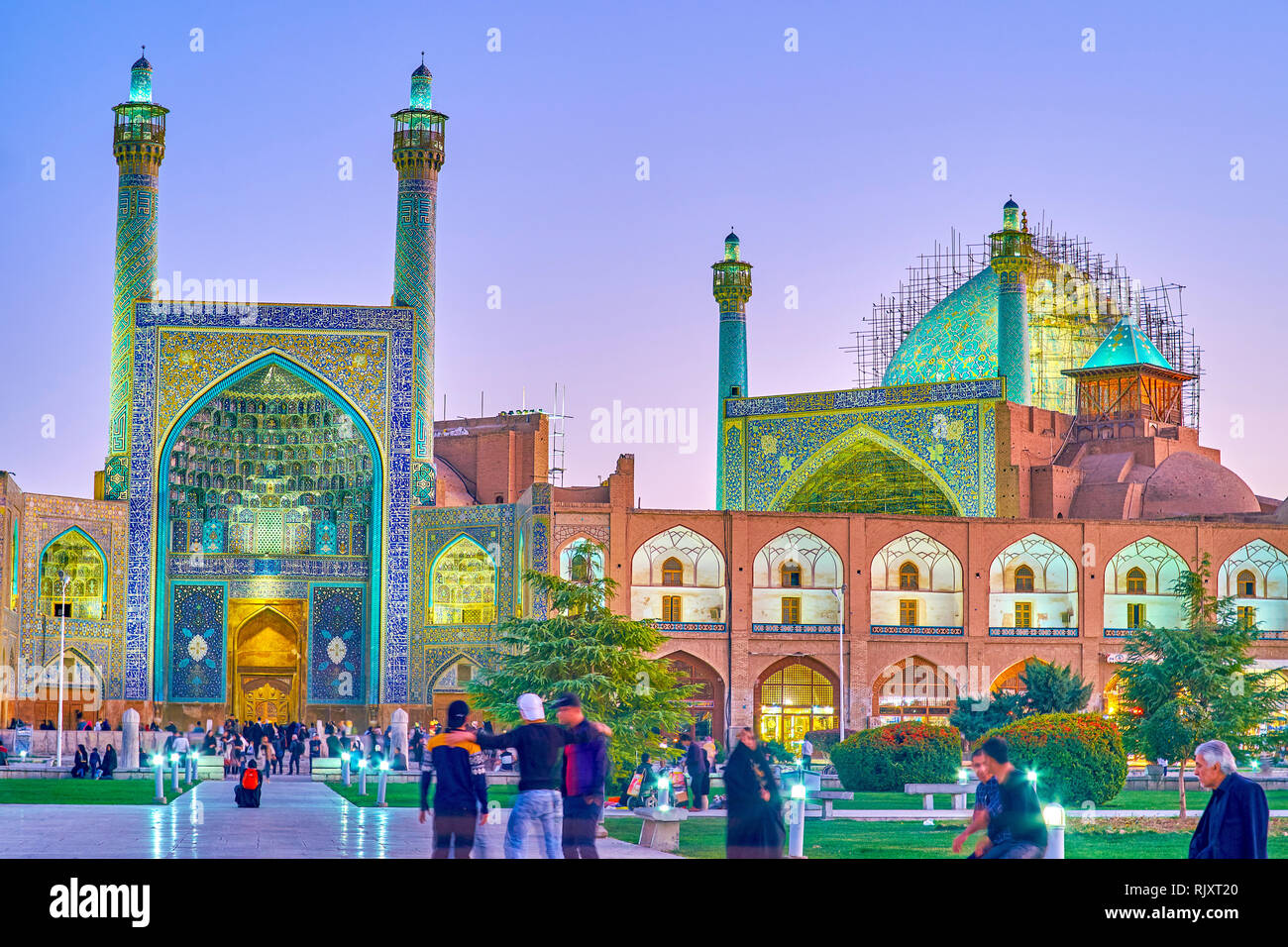 ISFAHAN, IRAN - OCTOBER 19, 2017: The beautiful evening illumination of