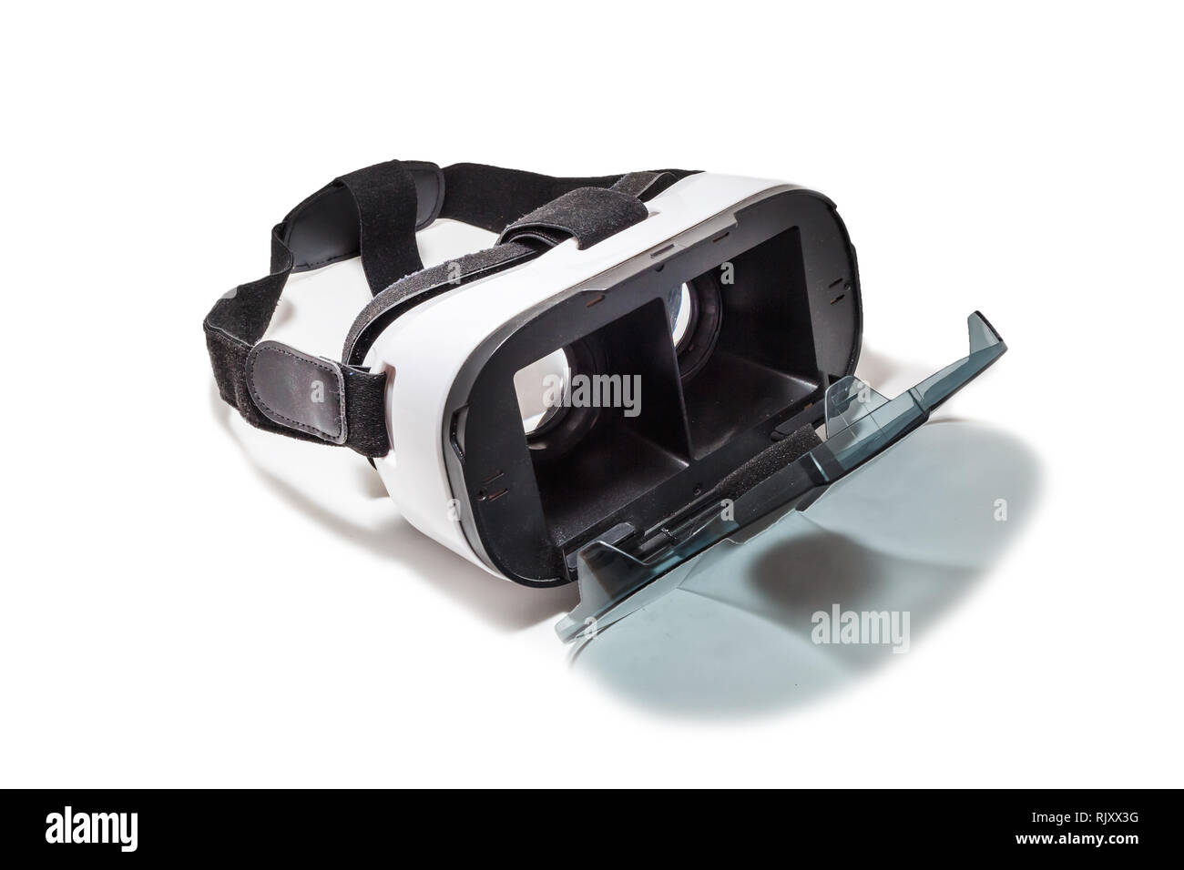 VR AR 360 virtual reality glasses cardboard for mobile phone isolated on  white background. Device for watching movies for travel and entertainment  in Stock Photo - Alamy