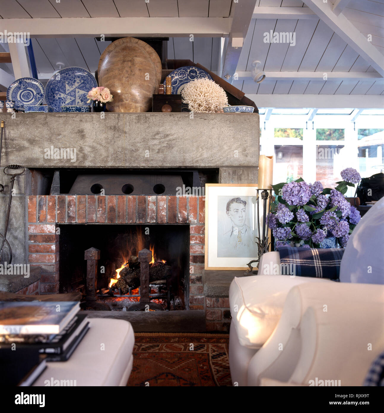 Large Fireplace In Country Sitting Room Stock Photo 235390004 Alamy