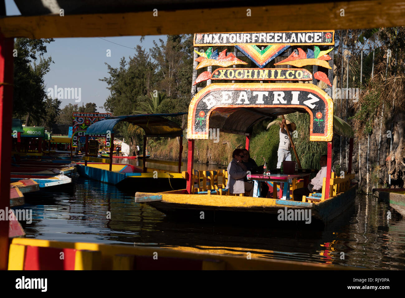 MEXICO CITY, MEXICO - JANUARY 30 2019 - Xochimilco the mexican little ...
