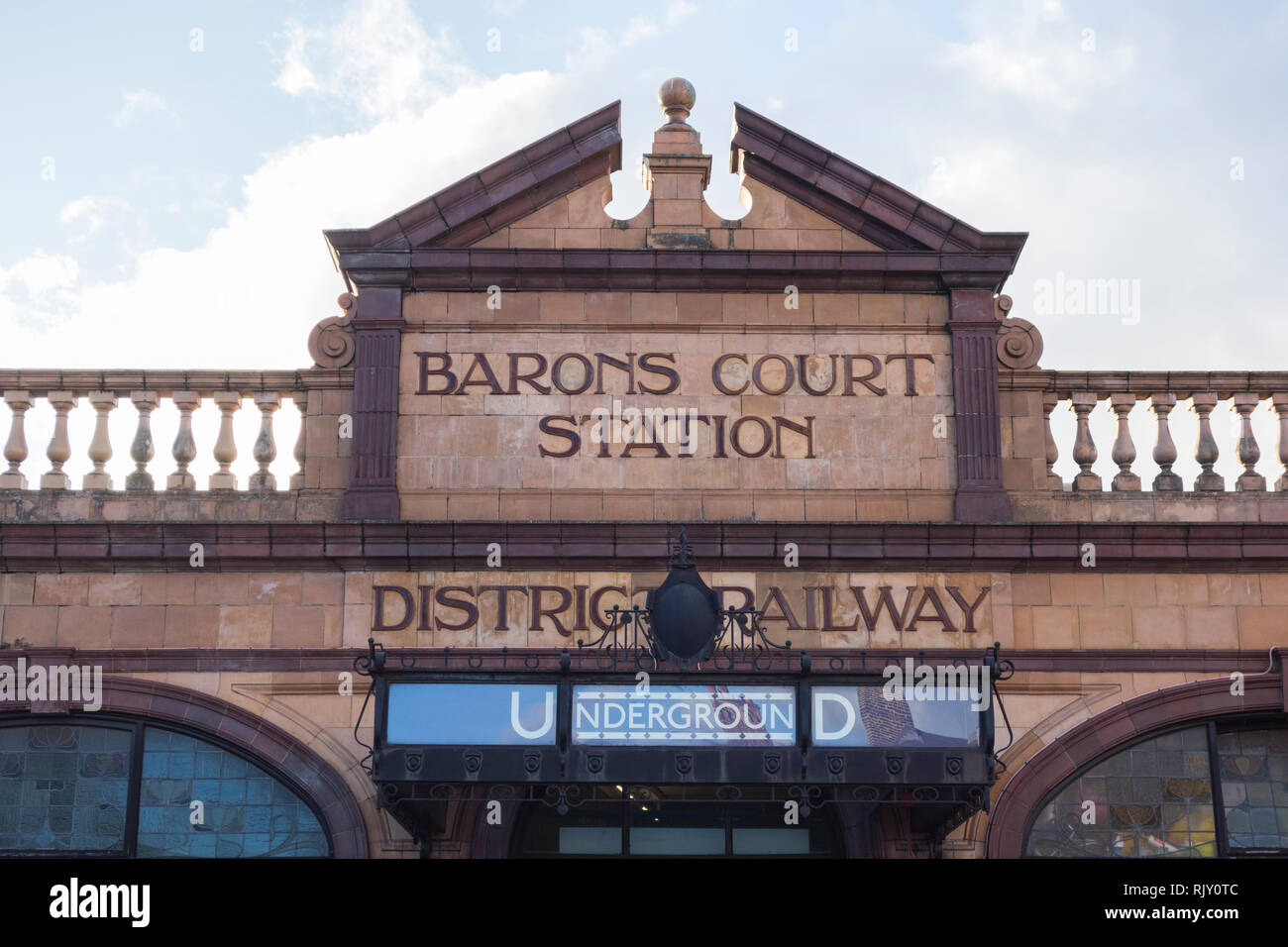 Exterior of Harry Wharton Ford's Barons Court Underground Station