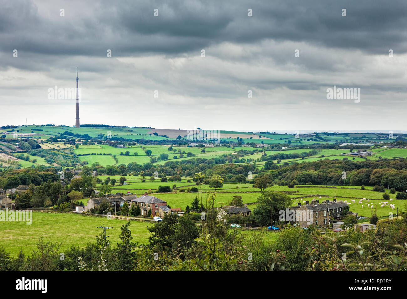 Emley Moor TV Transmitter, Yorkshire, England Stock Photo