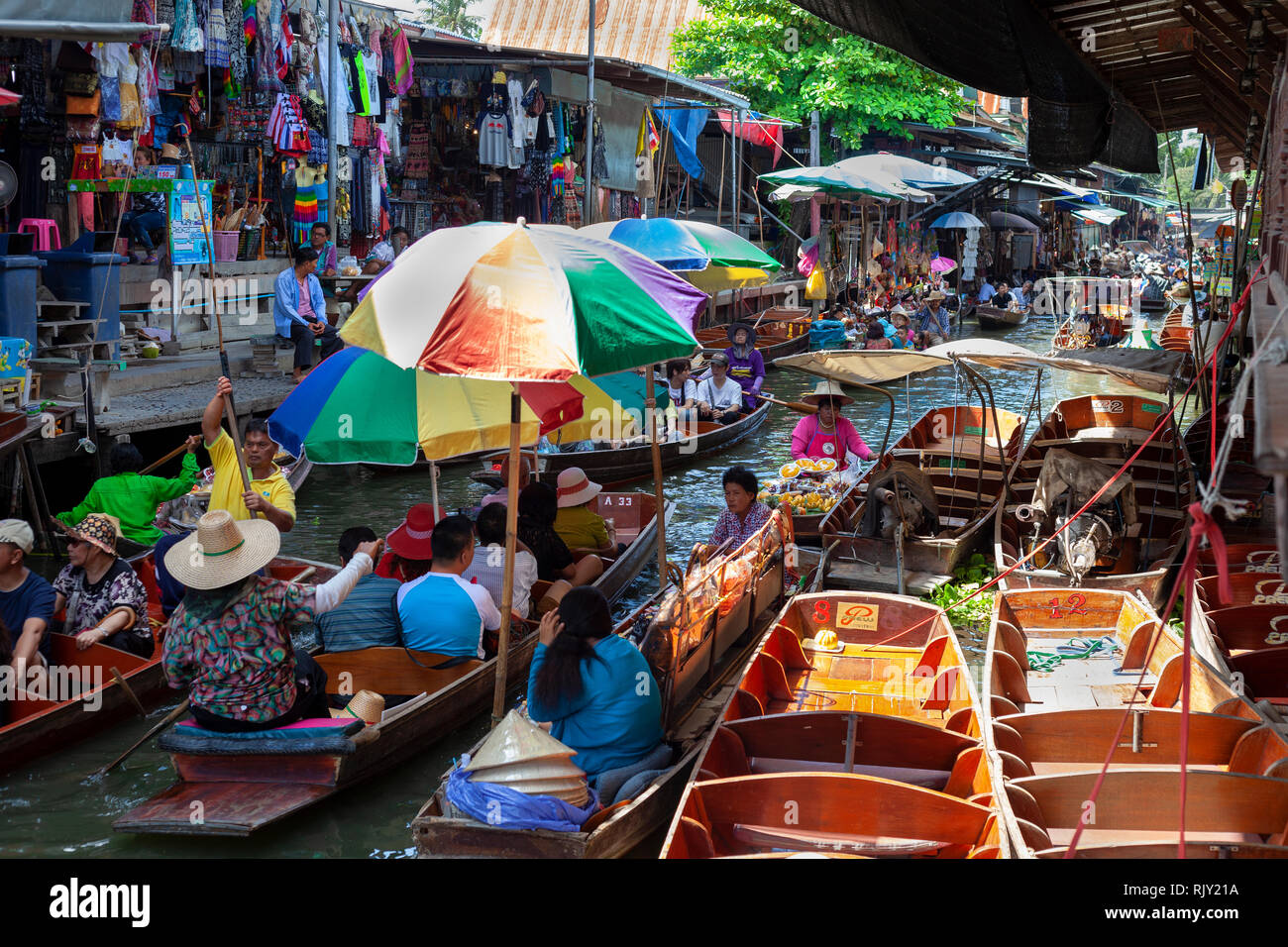 The floating market in Bangkok Stock Photo