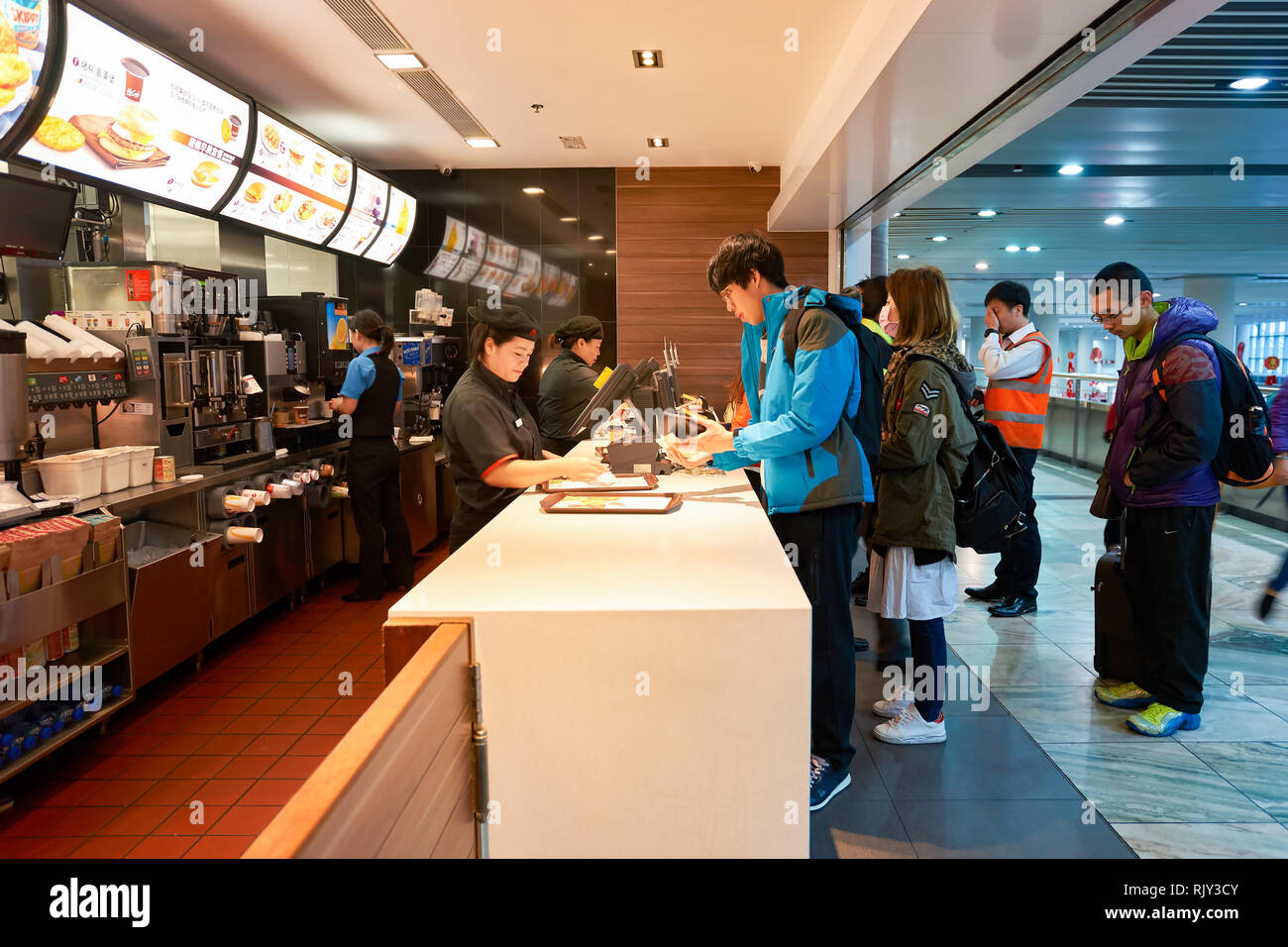 MACAO - FEBRUARY 17, 2016: interior of McDonald's restaurant. McDonald ...