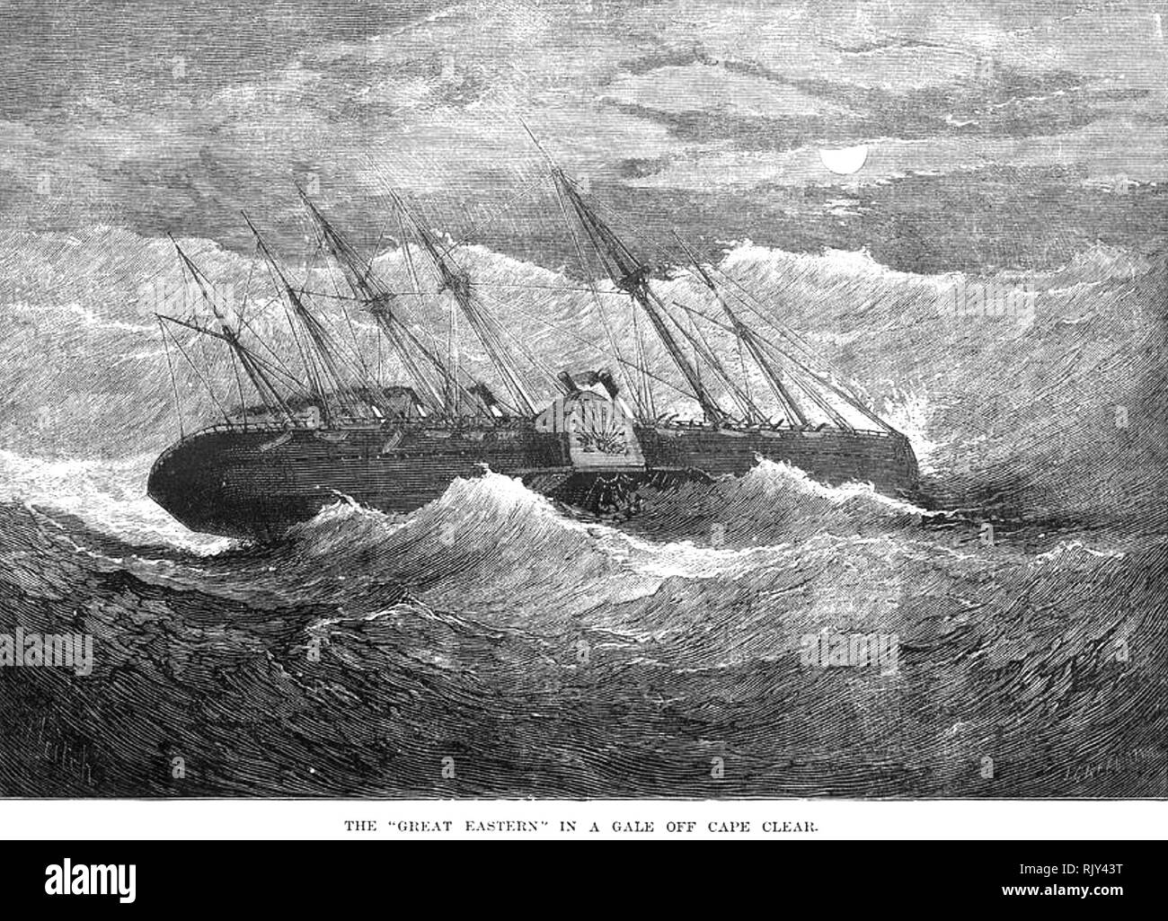 SS GREAT EASTERN  steamship in a stormy sea Stock Photo