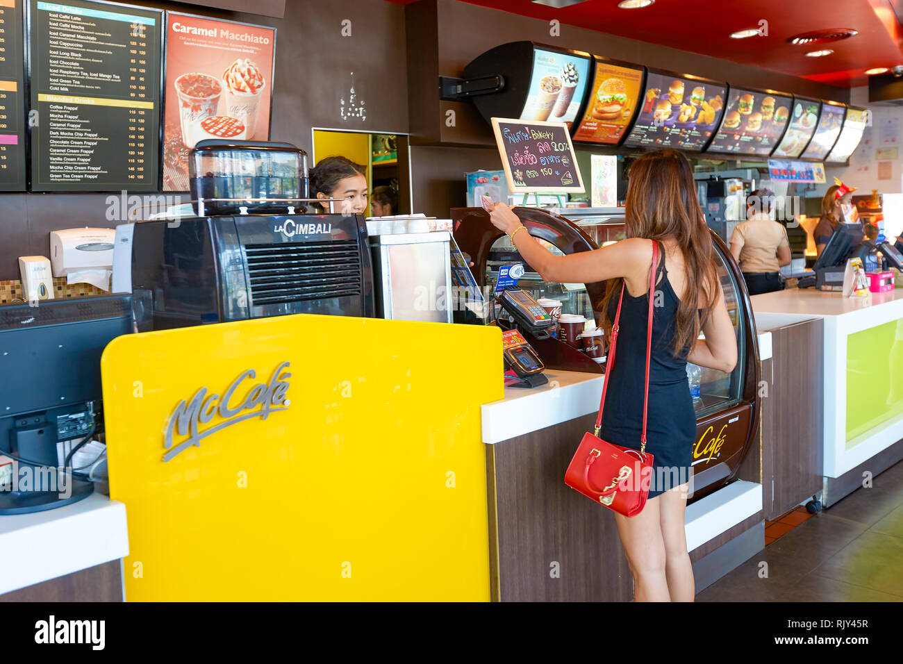 PATTAYA, THAILAND - FEBRUARY 25, 2016: interior of McCafe. McCafe is a ...