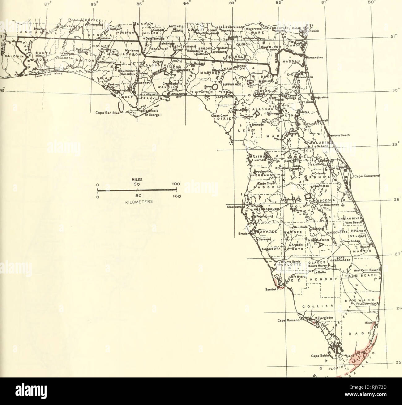. Atlas of United States trees: volume 5. Florida. Trees. Map 206.—Genipa clusiifolia (Jacq.) Griseb., seven-year-apple.. Please note that these images are extracted from scanned page images that may have been digitally enhanced for readability - coloration and appearance of these illustrations may not perfectly resemble the original work.. Little, Elbert L. (Elbert Luther), 1907-2004; United States. Forest Service. Washington, D. C. : U. S. Dept. of Agriculture, Forest Service Stock Photo