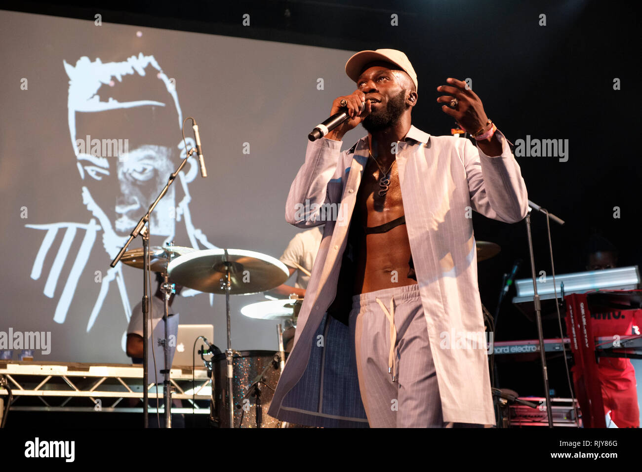 Kojey Radical performing at the WOMAD Festival, Charlton Park near Malmesbury, England, UK. July 27, 2018 Stock Photo