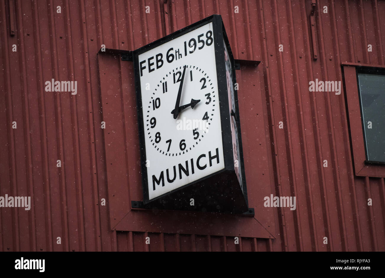 Munich Clock. Old Trafford. Stock Photo