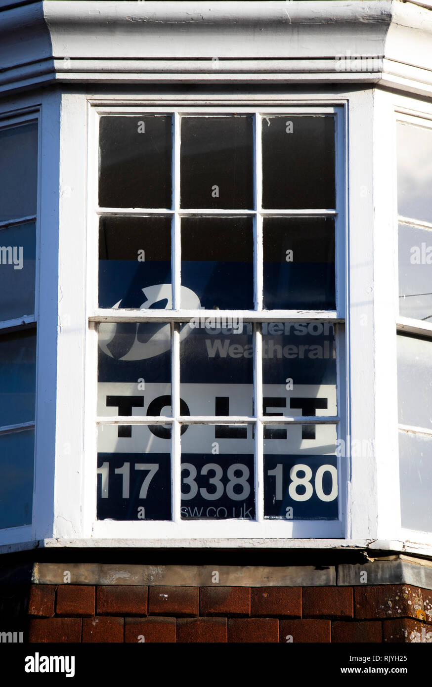 To let sign for vacant shop unit in city centre Stock Photo Alamy