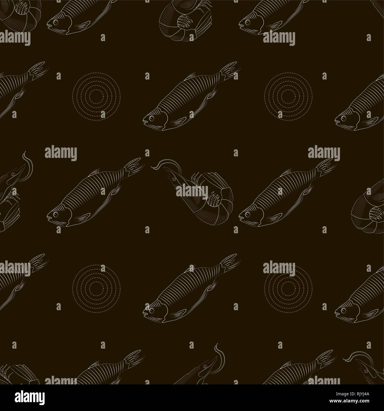 vector seamless pattern with fish and shrimp Stock Vector Image & Art ...
