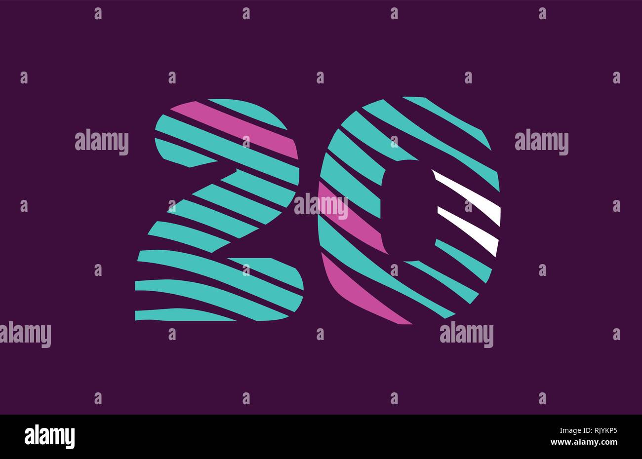 design of number 20 with lines stripe as a logo for a company or ...