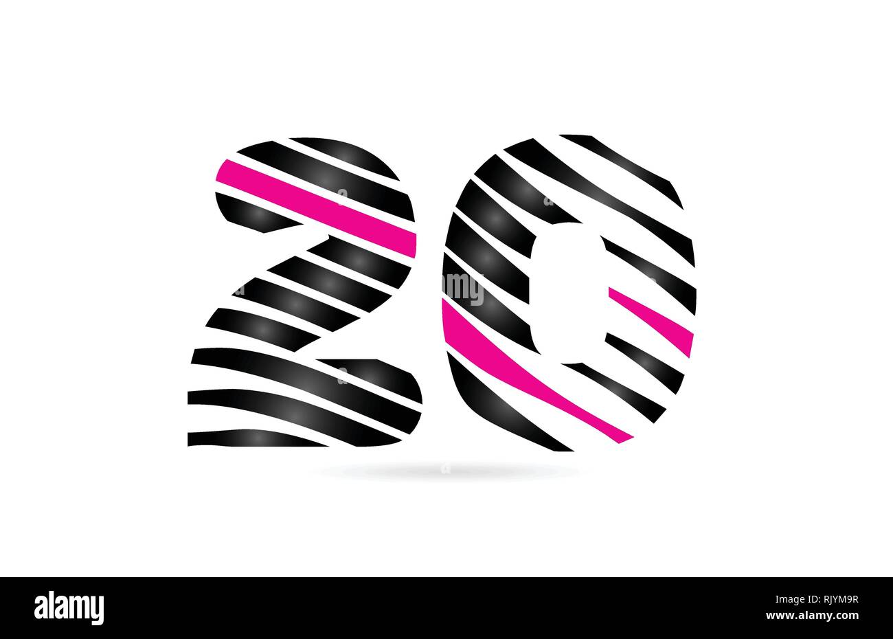 design of number 20 with lines stripe as a logo for a company or ...