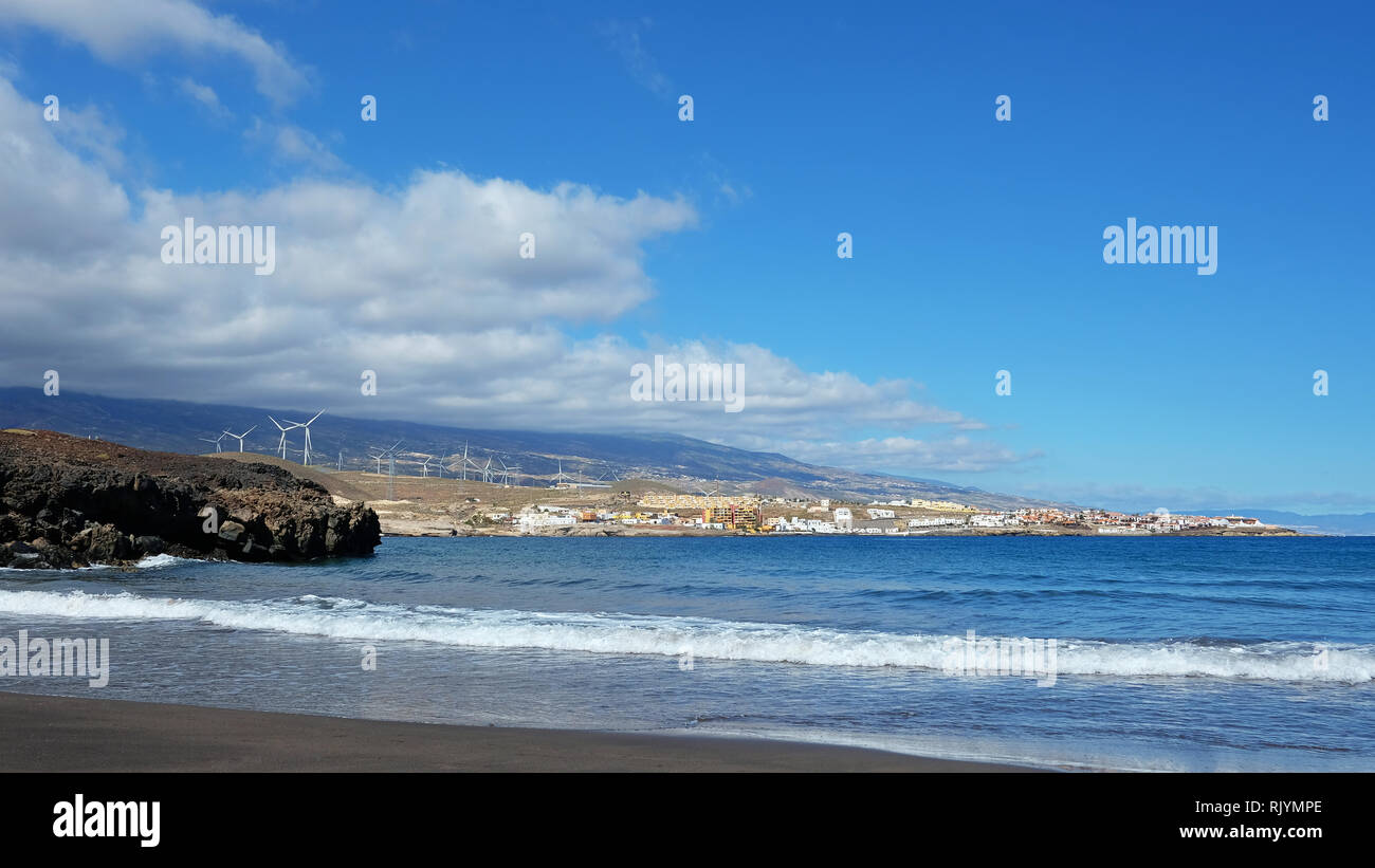 Playa Poris de Abona, a small beach in the south-eastern part of island of Tenerife with sunny sky and great temperatures, Tenerife, Canary Islands Stock Photo