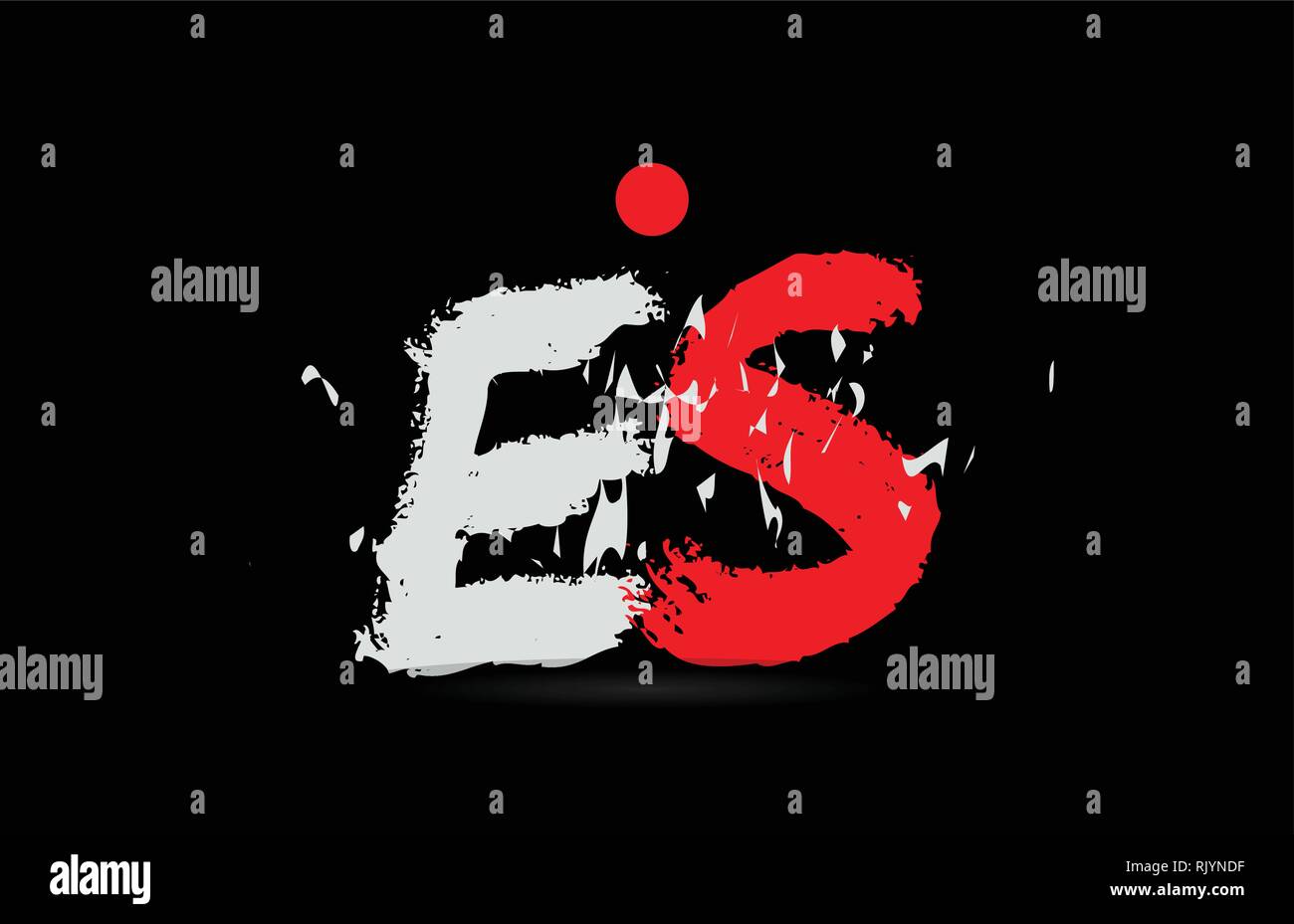 Design of alphabet letter combination ES E S on black background with ...