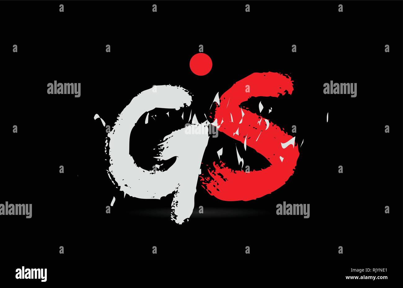 Design of alphabet letter combination GS G S on black background with ...