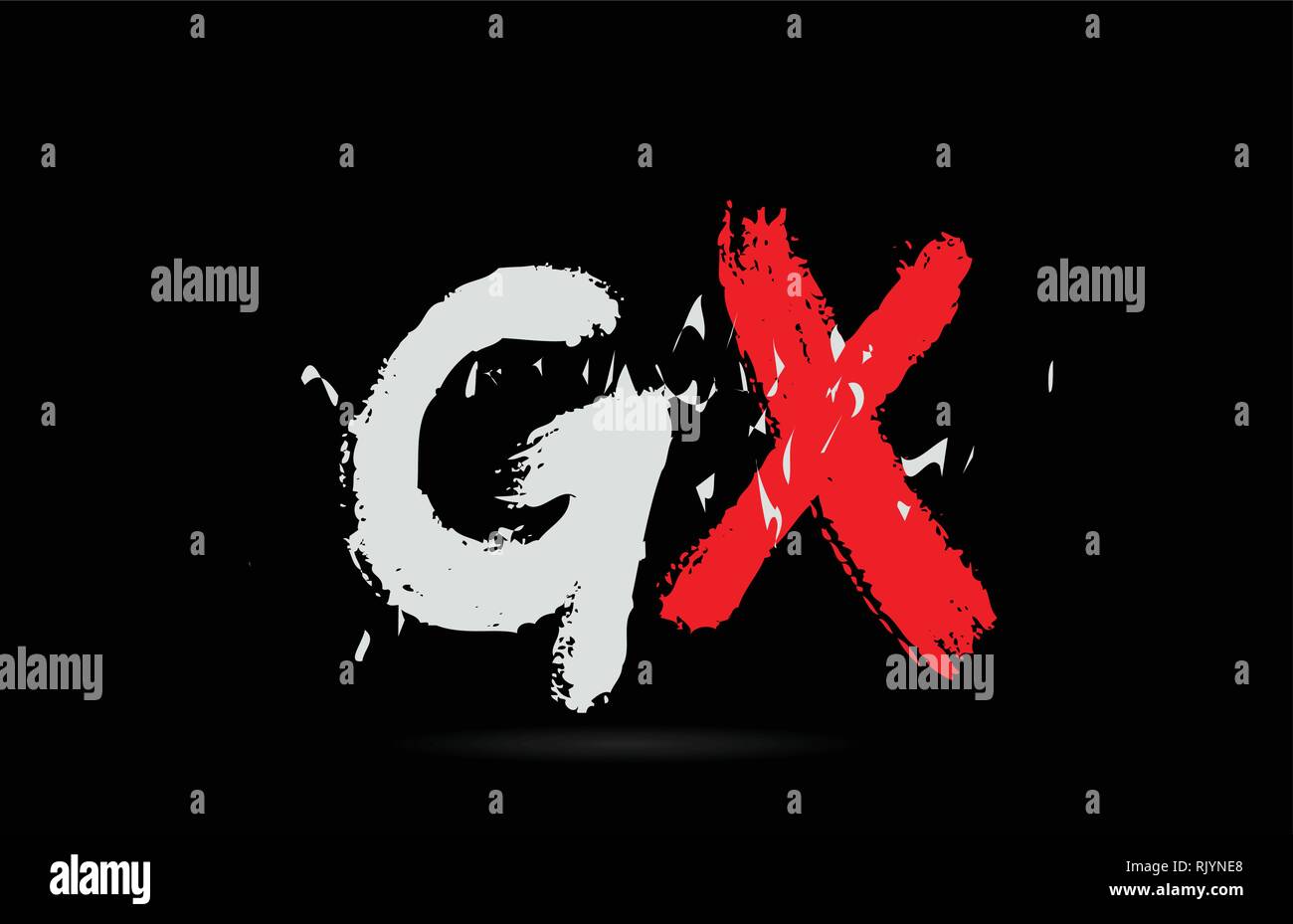 Design of alphabet letter combination GX G X on black background with ...