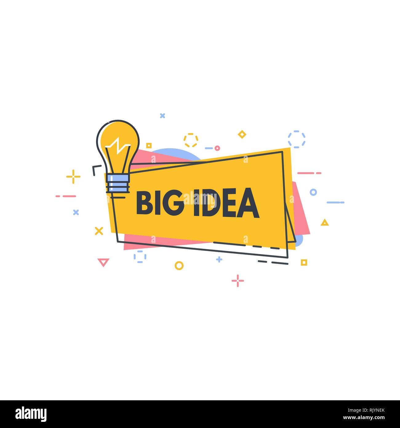 Big idea line style banner. Good idea or quick tip speech bubble. Consultant badge with text. Creativity and innovations line style concept. Stock Vector