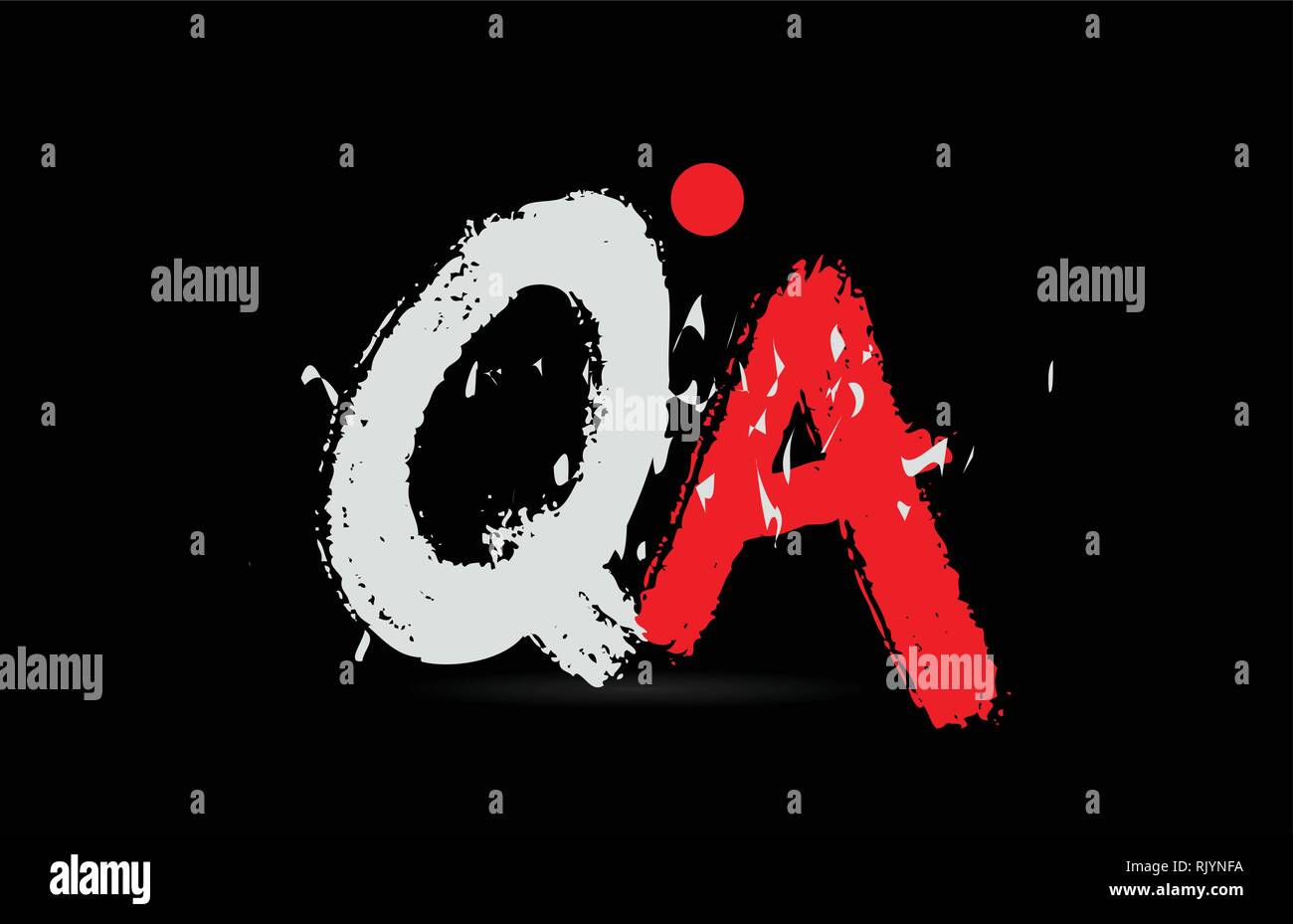 Design of alphabet letter combination QA Q A on black background with ...
