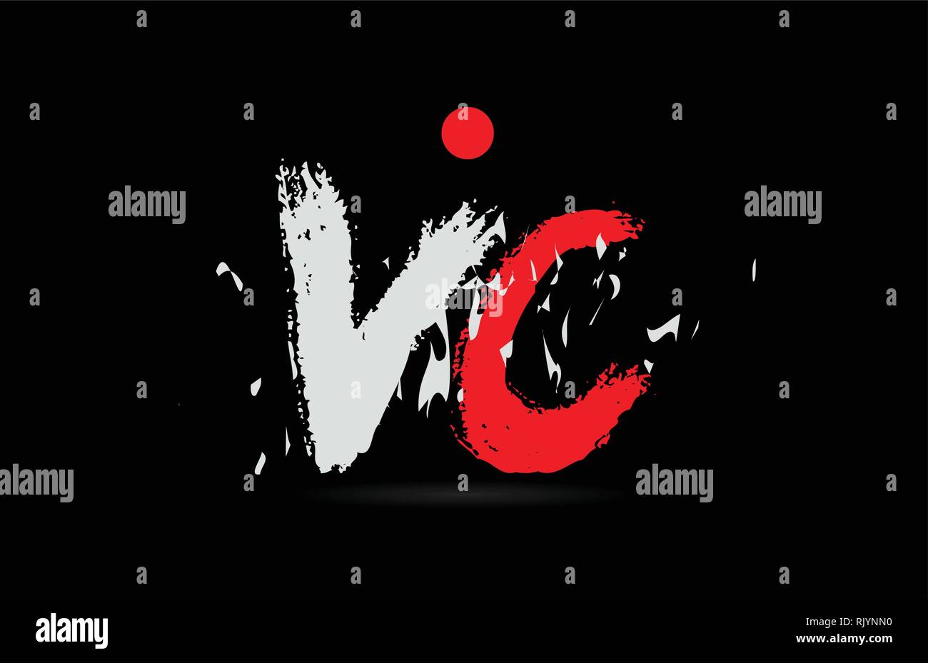 Design of alphabet letter combination VC V C on black background with ...