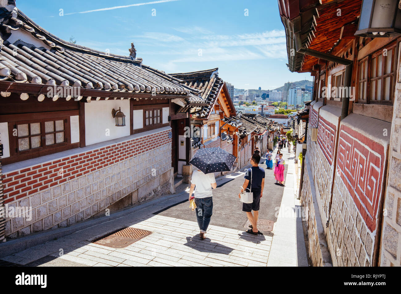 Bukchon Hanok Village in South Korea Stock Photo