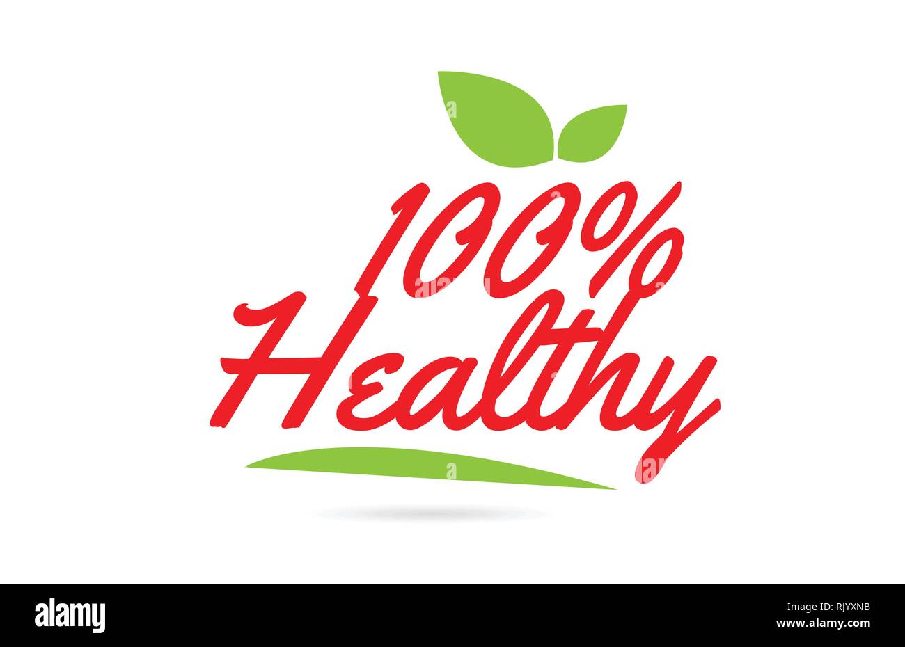 100% Healthy hand written word text for typography design in red color ...