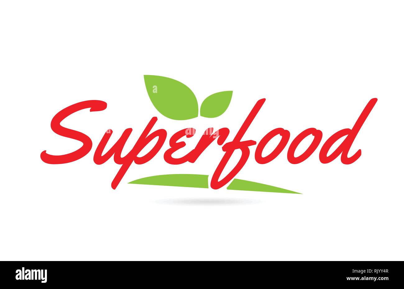 Superfood hand written word text for typography design in red color ...