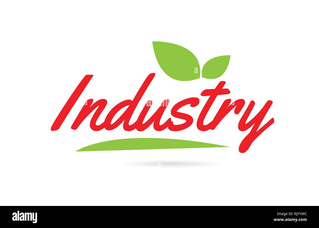 Industry hand written word text for typography design in red color with ...