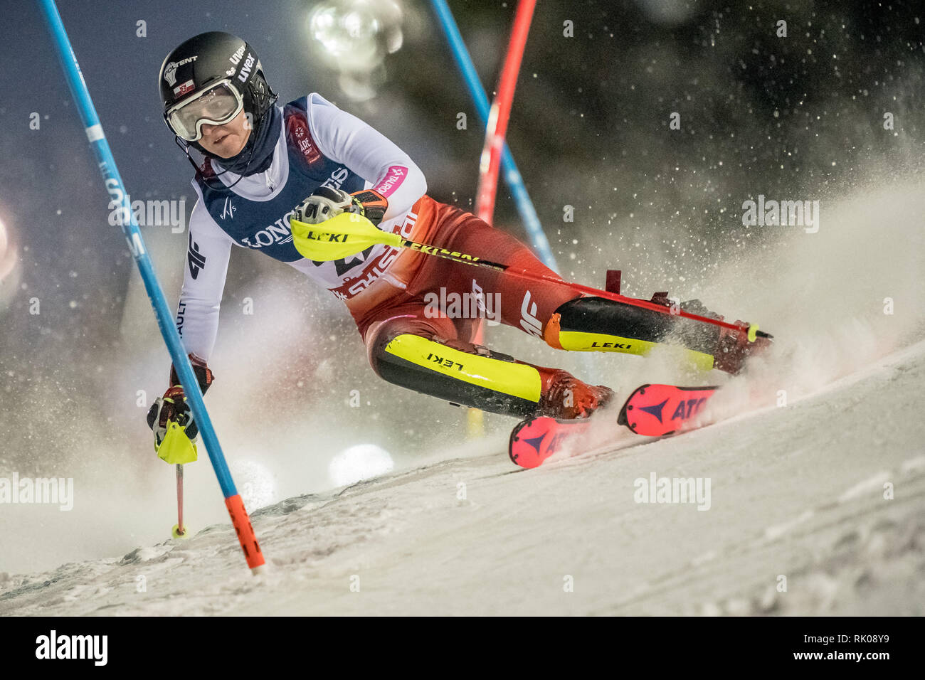 Are, Sweden. 08th Feb, 2019. Alpine skiing: Combination, ladies: Maryna Gasienica-Daniel from Poland on the slalom course. Credit: Michael Kappeler/dpa/Alamy Live News Stock Photo