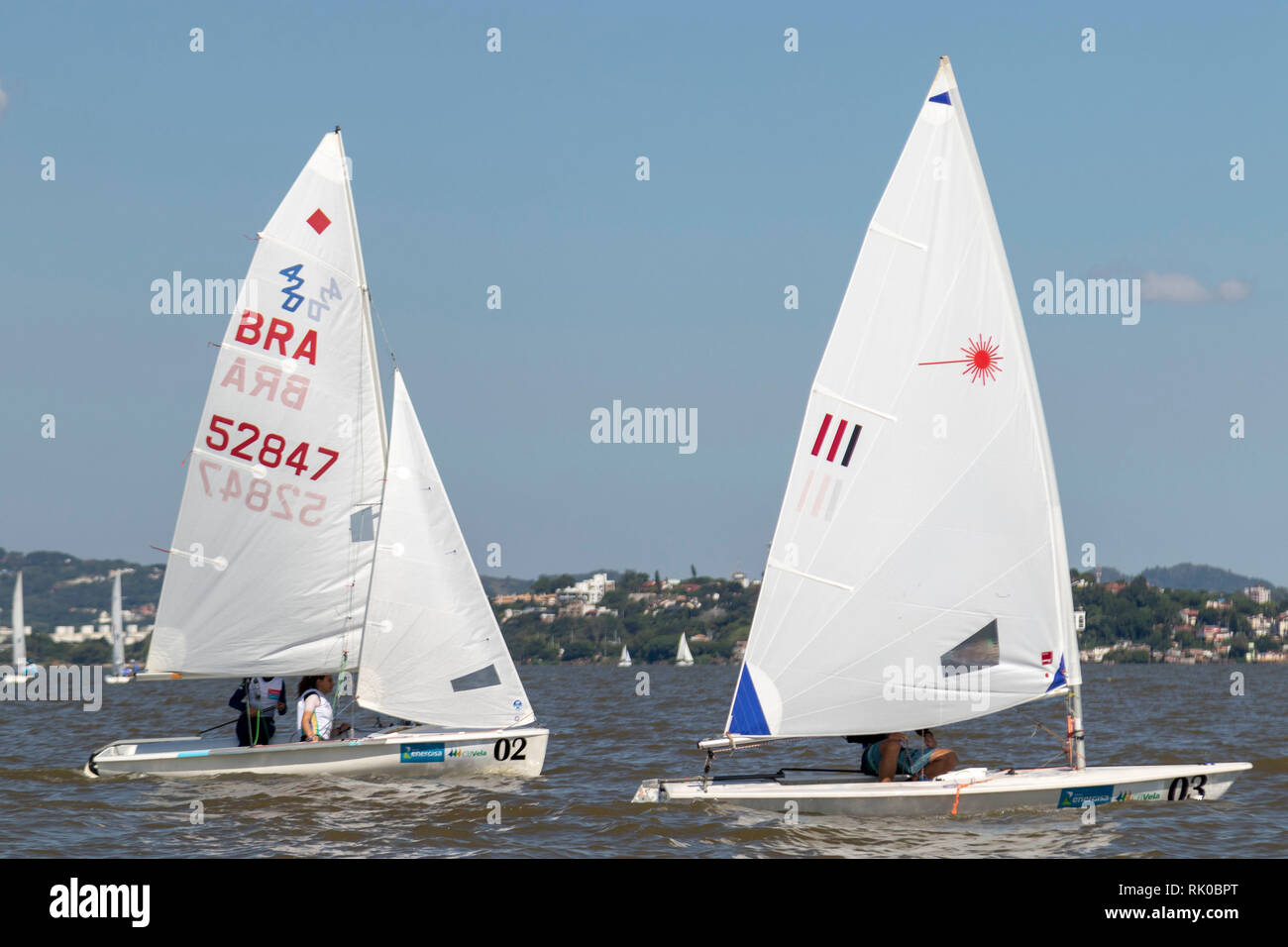 Porto Alegre, Brazil. 08th Feb, 2019. Second race day of the XXVI Youth Cup 2019. Held at Veleiros do Sul, Porto Alegre, RS. With approximately 70 watercraft, the Youth Cup will have a dispute in the following classes: RS: X (Men and Women), Laser Radial (Men and Women), 420 (Men and Women) and 29er Masc. And Fem.). The event is selective for the formation of the Brazilian Youth Sailing Team (EBVJ) that will represent Brazil in the World Youth Championship, to be held in July 2019 in the city of Gdynia, Poland. Credit: Raul Pereira/FotoArena/Alamy Live News Stock Photo