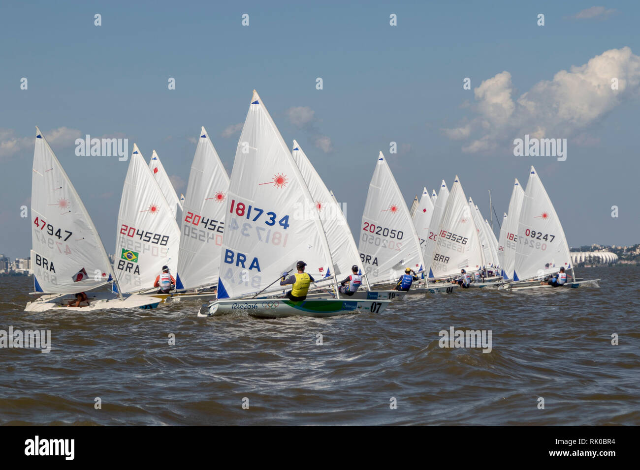 Porto Alegre, Brazil. 08th Feb, 2019. Second race day of the XXVI Youth Cup 2019. Held at Veleiros do Sul, Porto Alegre, RS. With approximately 70 watercraft, the Youth Cup will have a dispute in the following classes: RS: X (Men and Women), Laser Radial (Men and Women), 420 (Men and Women) and 29er Masc. And Fem.). The event is selective for the formation of the Brazilian Youth Sailing Team (EBVJ) that will represent Brazil in the World Youth Championship, to be held in July 2019 in the city of Gdynia, Poland. Credit: Raul Pereira/FotoArena/Alamy Live News Stock Photo