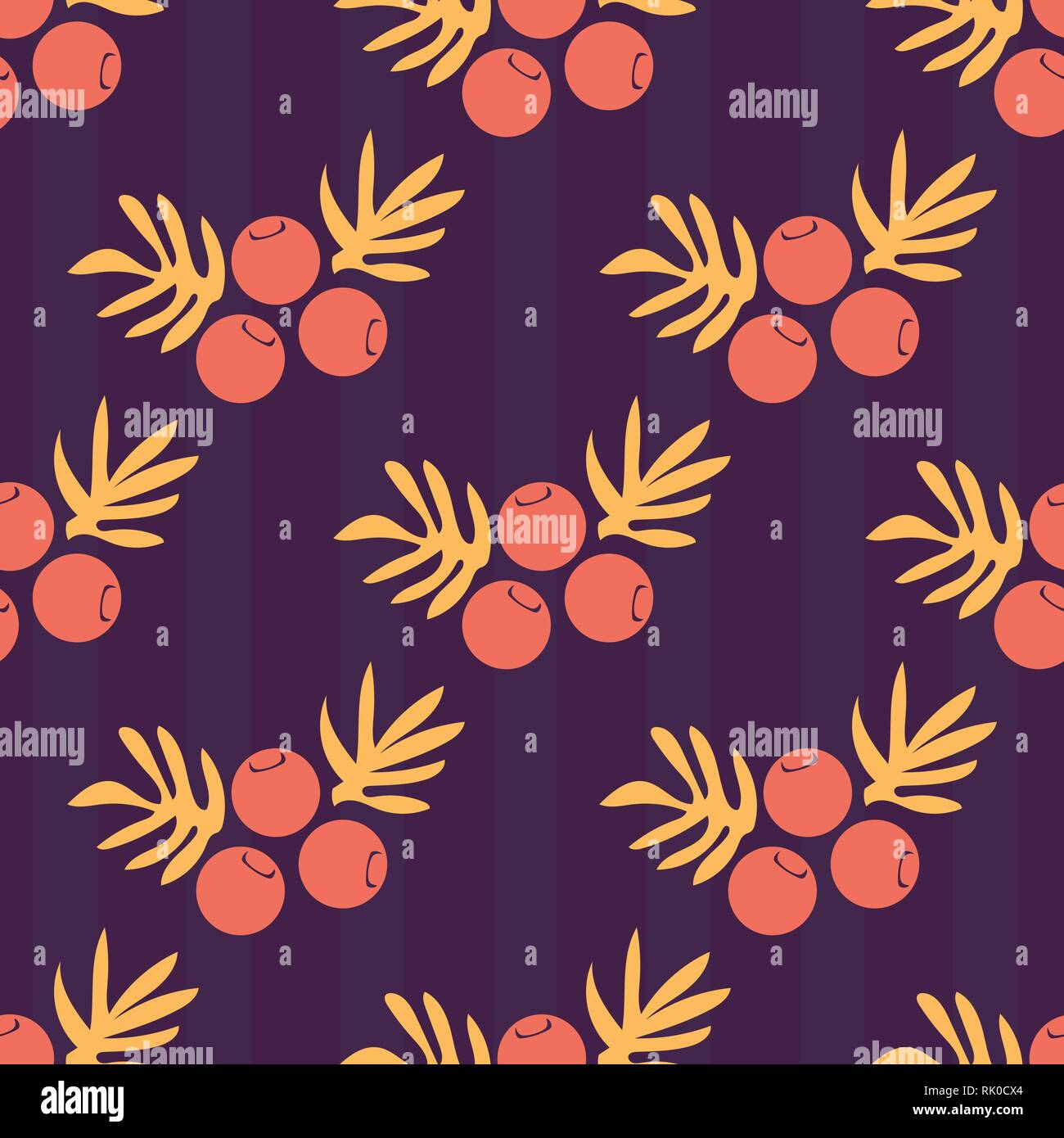 Seamless vector autumn pattern with berries and leaves. Floral ...