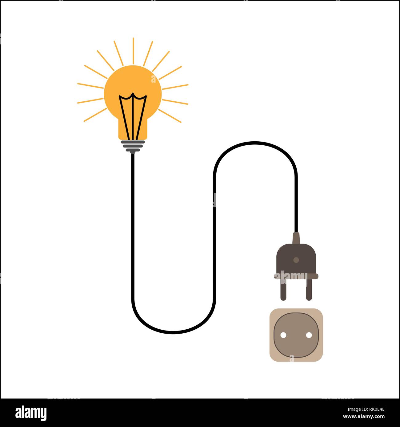 light bulb with a wire and a plug is connected to an electrical outlet