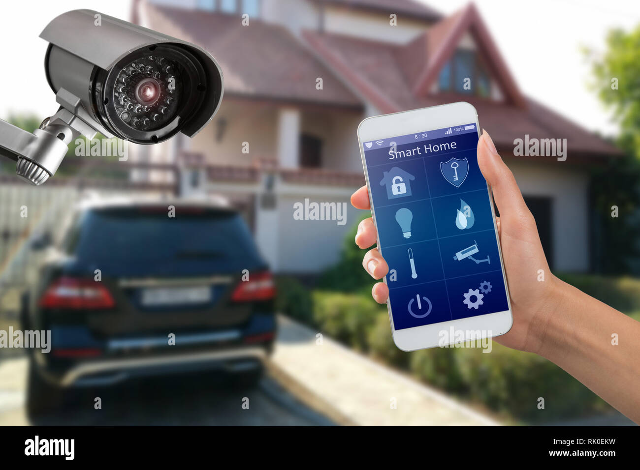 Security camera and smart home app private house on the